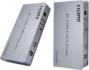 4K HDMI KVM Extender Over RJ45 Ethernet Cat5e/6 Up to 120M KVM Extender Transmitter Receiver Kit Support USB Mouse Keyboard