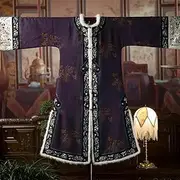 [JIMINISO] Warm Imitation Silk Embroidery Retro Republican Style Printing Quilted Purple Traditional Cheongsam Chinese Dress Qipao