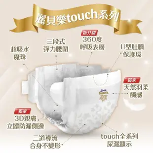 【麗貝樂】Touch 黏貼型 2號+3號 紙尿褲/尿布(NB-2 32片x6包+S 28片x6包)