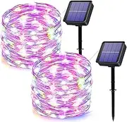 [2 Pack] OWWASD 28M 240 LED Solar Fairy String Lights Outdoor, Fairy Christmas Light Solar Lighting IP65 Waterproof for Home Garden Patio Wedding Party Xmas (Colourful)