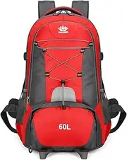 60L Hiking Backpack Travel Backpack with -Splash Fabric Multi-Storage for Camping and Adventure Red