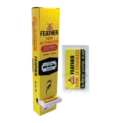 200 FEATHER New Hi-Stainless Platinum Coated Double Edge Safety Razor Blades