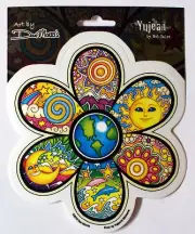 Earth Flower Sticker Dan Morris Sun Moon Stars Groovy Computer Car Fish Wall
