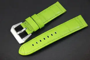 24mm直身高質感奪目搶眼蘋果綠,可替代panerai原廠錶帶,鱷魚皮紋,真牛皮