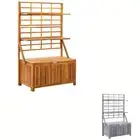 Solid Acacia Wood Storage Box with Trellis Cushion Pillow Brown/Grey vidaXL