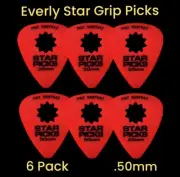 Everly Star-Grip Guitar Picks 6 Pack .50mm Red