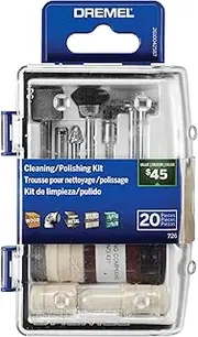 Dremel 726-01 Cleaning & Polishing Rotary Tool Accessory Kit with Storage Case, 20-Piece Set - Includes Buffing Wheels, Polishing Bits, and Compound