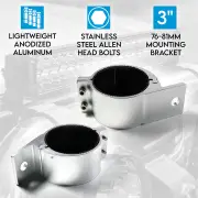 Elinz 3" 76-81mm PAIR Bullbar Mounting Bracket Clamp LED light bar Driving RIGID SILVER
