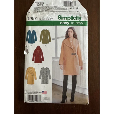 Simplicity Pattern 1067 Easy To Sew Size 6-14 Coat Jacket UNCUT