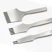 Polished Leather Hole Punch Tool 3.85mm Pricking Iron Set French Style Angled Chisel Hole Punches for Leather Craft Sewing Lacing Stitching Perforate (French Chisel 3.85mm)