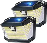Solar Security Lights Outdoor,Motion Sensor 202LED 3 Modes 270° Wide Angle Solar Garden Lights IP65 Waterproof Solar Wall Light for Front Door,Garage,Fence (2 Pack Security Lights)
