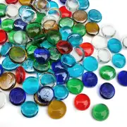 1LB Flat Glass Pebbles for Vase, 100 Pcs Glass Gem Stones for Aquarium, Decorati