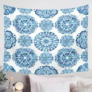 Stunning Blue Turquoise Moroccan Mandalas Tapestry