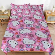 a1286 Hello Kitty Duvet Cover Set, 3 Piece Bedding Set 86x70" Double Sided Printing Decorative Comforter Cover Set (1 Duvet Cover + 2 Pillow Shams)" j