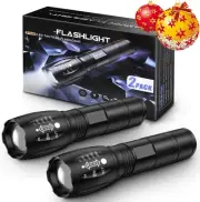 2-Pack Rechargeable LED Tactical Flashlights 1000 Lumens High Power Waterproof