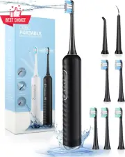 Electric Toothbrush Water Flosser 3in1 Teeth Cleaning Kit 7 Mode Portable Black