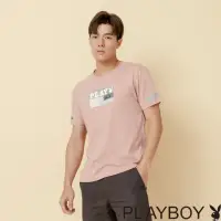 在飛比找momo購物網優惠-【PLAYBOY】對稱撞色印花上衣(粉色)