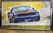 1970 NOS VINTAGE Don Getz Goodyear Dan Gurney Plymouth AAR Cuda lithograph SCCA