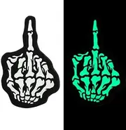 [YOYUMI] Tactical Patch Skull Finger Luminous Green Hook and Loop Badge Backpack Decorative Cloth Badge