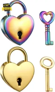 2 Pcs Heart Lock, Diary Lock and Key Set Cute Lock Metal Heart Padlock, for Lock
