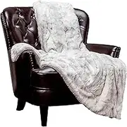 Chanasya Faux Fur Throw Blanket | Super Soft Fuzzy Light Weight Luxurious Cozy Warm Fluffy Plush Hypoallergenic Blanket for Bed Couch Chair Fall Winter Spring Living Room (50" x 65")- Light Grey