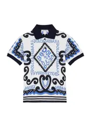 Dolce & Gabbana Kids Printed Piqué Cotton Polo Shirt (2-6 Years) - Blue - 02YR (2 Years) 02YR (2 years)