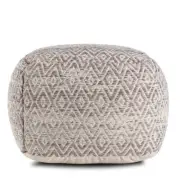 Anji Mountain Living Room Pouf 22" x 17" x 22" Cotton Bohemian Gray + Beige