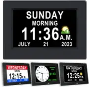 Digital Alarm Day Clock, Bedroom Table Wall Clocks for Seniors Alzheimers Dem...