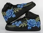 Nike Air Force 1 Custom Mid Blue Rose Flower Floral Black Shoes Mens Womens Kids