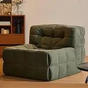 Bean Bag Sofa Cover (No Filler), Faux Leather Adult Beanbag Chair Outside Cover, Home Leisure Single Couch Bedroom Lazy Lounger Cover(Corduroy Tea Green)