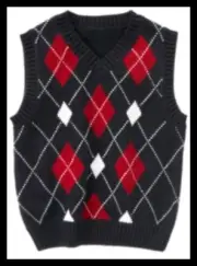 NWT Boys XS(3-4) Gymboree “PLAY BALL” Blue/Red ARGYLE V-Neck Cotton Sweater VEST