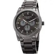 Men's Akribos XXIV AK958GN Gunmetal 12 Diamond Hour Marker Bracelet Watch