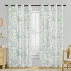 Floral Curtains 96 Inches Long 50"W x 96"L (Pack of 2) Light Filtering | Green