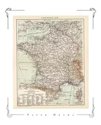 在飛比找Yahoo!奇摩拍賣優惠-歐洲古董地圖·1899年印制法國地圖·交通航線地圖·法國疆域