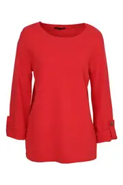 Angora Detail Roll Cuff Pullover Jumper--JUM-33611050A
