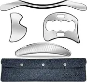 GYX COELE Muscle Scraper Stainless Steel Gua Sha Massage Tool Set with Bag, 4 Piece IASTM Scraping Tools for Muscle Treatment
