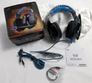 New, Blue/Black KOTION Gaming Headset w/Mic for PS4 XBOX & PC 7.1 Surround