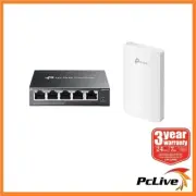 TP-LINK ES205GP PoE+ Switch + EAP615-WALL Access Point Omada Cloud Essentials