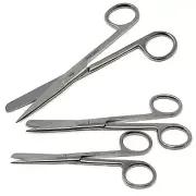 3 OPERATING SCISSORS 4.5"+5.5"+6.5" STRAIGHT BLUNT/SHARP SURGICAL BLADES