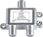 2 in 1 2 Way Port,High Performance Coax Cable Splitter - Tin Plated Coaxial Cable Splitter, Work with CATV, Satellite TV, Antenna