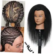 Mannequin Head with Human Hair 100% Real Hair Manikin Cosmetology 16 Inch-D3
