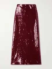 [Veronica Beard] Veronica Beard - Koa Sequined Stretch-tulle Midi Skirt - Red - US6 US 6 Red