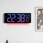 LED Digital Wall Clock Calendar 10 Level Adjustable Light Timer 2 Alarms Month