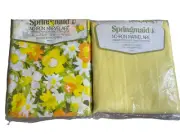 Springmaid Wondercale Yellow Double Fitted Sheet W Bright Floral Flat Vintage