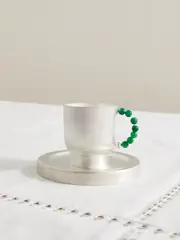 [Natalia Criado] Natalia Criado - Perlina Silver-plated Brass And Quartz Teacup And Saucer Set - One size One size Silver