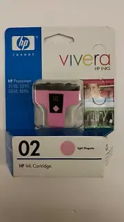 NIB Authentic HP VIVERA 02 Light Magenta Original Ink Cartridge