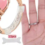 12pc/set Invisible Clear Ring Size Adjuster For Loose Rings / Transparent Ring Sizer With 2-10mm Sizes / High Quality Jewelry Fit Reducer Guard-MXBC