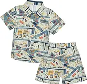 [Caihoyu] Baby-boys Toddler Short Sleeve Button Down Tops + Shorts Set Casual Toddler Boy Outfits Summer Clothes Set