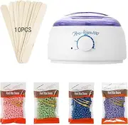 Wax Warmer Set Wax Beans Heater + 400g Wax Beans Wax Pot Wax Strips Warmer Wax Bean Body Remover Heater Waxing Machine Kit Beauties Factory Female Hair Removal Device, Paraffin Wax Bean Machine, Electric Hair Removal Kit-Hot Wax Heater Accessories