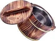 STOBAZA 1Pc Wooden Rice Barrel with Lid Household Storage Bucket for Rice Sushi and Creative Flower Pot for Home Hotel Restaurant and Parties